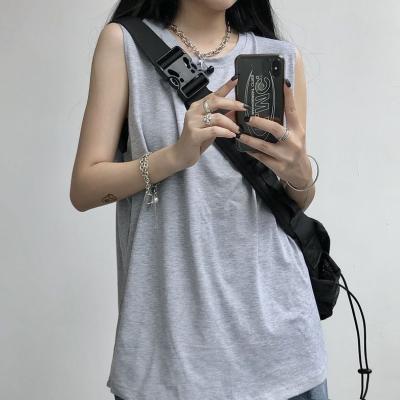 China High Quality Breathable Summer Women's Polyester T-shirt Tank Base White Black Knitted 100% Custom Logo Wholesale Custom Pots for sale