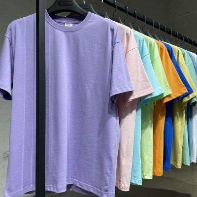 China The high street T-shirt anti-pilling summer 2023 retro solid color all-match basic men's and women's round neck personality personality for sale