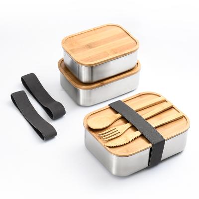 China Bento Box Good Quality Stainless Steel Wooden Bread Lunch Box Bamboo Metal Food Container for sale