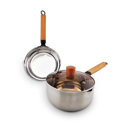 China Sustainable Stainless Steel Wok Pan Japanese Style Non Stick Frying Pan For Kitchen With Wooden Handle for sale