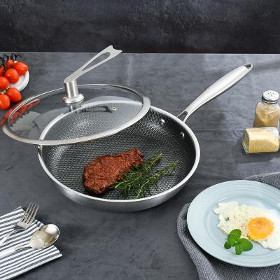 China Customized Viable Stainless Steel Triple Frying Pan Quality Honeycomb Non-Stick Frying Pan for sale