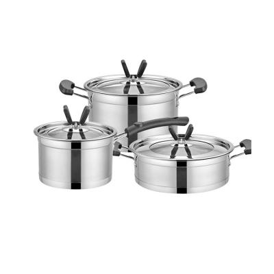 China Sustainable high quality stainless steel cookware set 3 pcs hot sale cooking pot set kitchen pot soup pot milk pot for sale