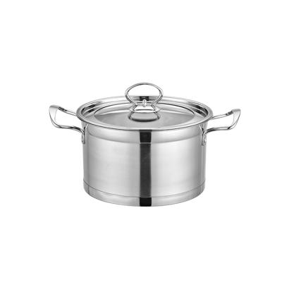 China Good Selling Grade Restaurant Stainless Steel Cookware Sustainable Soup Hot Pot Cooking Induction Pots With Steel Handle for sale