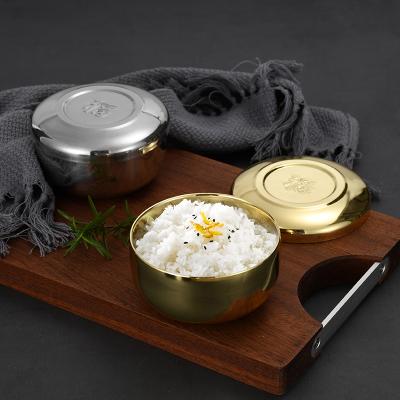 China Sustainable Stainless Steel Serving Bowl Customized Deep Soup Takeout Korean Style Rice Bowl with Lidded Deep Soup Bowl for Kitchen for sale