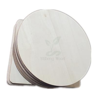 China Natural Unfinished Wood Circle Round Rectangle Wooden Board Natural Laser Printed DIY Logo for sale