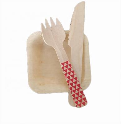 China High Grade Stocked Disposable Natural Wooden Cutlery Set For Meat for sale