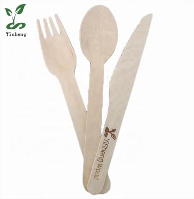 China Disposable Paper Wrapped Disposable Cake Wooden Cutlery for sale