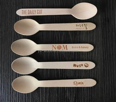 China Ice Cream Disposable Desert Spoon Wooden Teaspoon for sale