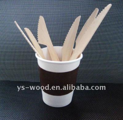 China Stocked wooden disposable knives brich natural wood, customers design are welcomed for sale