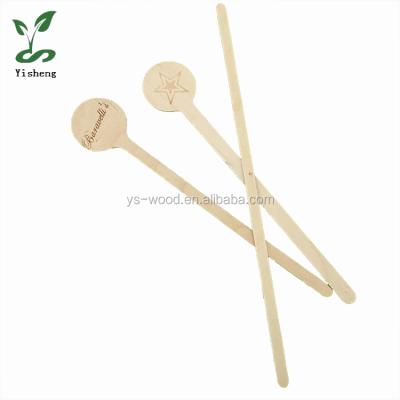 China Disposable Branding Logo Hot Stamp Coffee Wooden Stirrers for sale