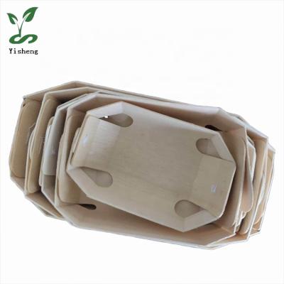 China Disposable Wooden Box Food Tray Food Plate Wooden Container Eco-friendly Bread Box Disposable for sale