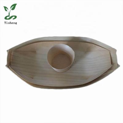 China Natural Disposable Wooden Boat Tray Pine Boat Cheap Food Sushi Boat for sale