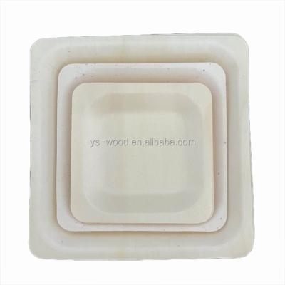 China Disposable Square Tray Dish Disposable Wooden Tableware for sale