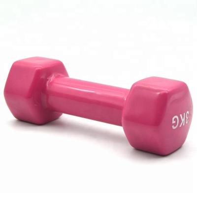 China Durable Men Gym Weights Pink PVC Vinyl Dumbbells for sale