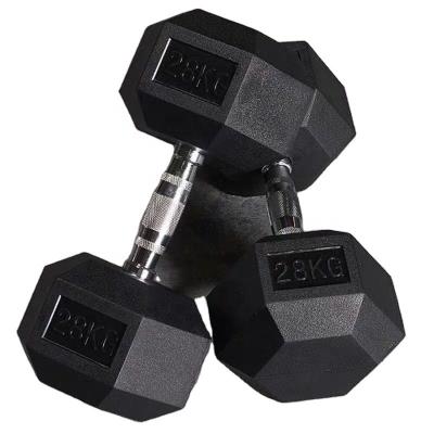 China Fitness Equipment Rubber Covered Dumbbell Cover Hex Dumbbell for sale