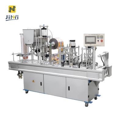 China JINYI JY-GD Semi-pheumatic 4 beverage cups ziplock filling and sealing machine or packing machine for sale