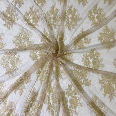 China Viable In Stock Colored Gold Lace Trim Fabric For Evening Dress for sale