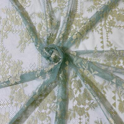 China Viable Multicolor Bridal French Lace Fabric with Gold for sale