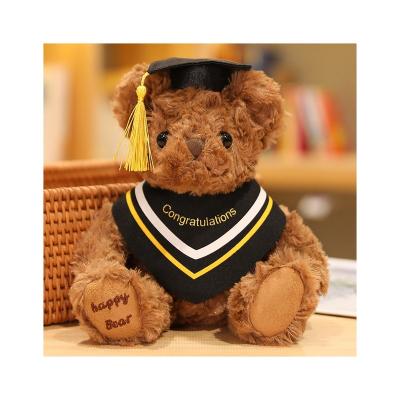 China Soft Doctor Cartoon bear plush toy reading bear action figure key chain pendant graduation souvenir doll for sale