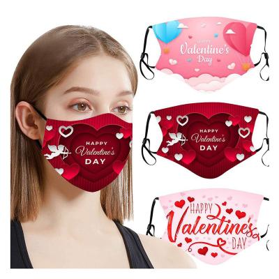 China Adult Wholesale Washable Double Layer Cloth Mask Love Heart Valentine's Day Foreign Trade Cotton Breathable Cloth Mask for sale