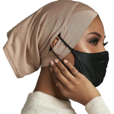 China 2021 New Design Breathable Stretch Soft Undercap Round Front With With Ear Hole Underwear Woman Inner Hijab for sale