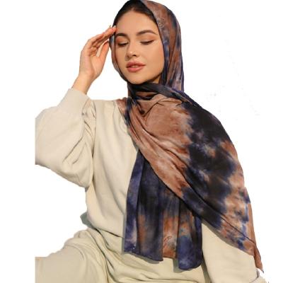 China Boutique Women's High Quality Bohemian Breathable Hijab Tie Dye Scarf Cotton Solid Color Hijab Indonesia Headscarf For Women for sale