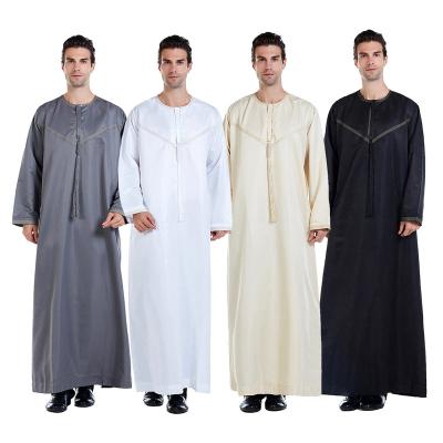 China Muslim Jubba Thobe Robe Men Clothing Pakistan Dubai Arab Djellaba Abaya Kaftan Luxurious Modern Islamic Robe Casual Long Prayer Robe for sale