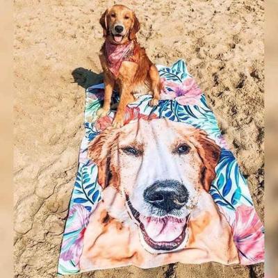 China Viable Custom Pet Portrait Pet Photo Blanket Personalized Beach Towel For A Dog Cat Pet Family Birthday Gift Blanket Tapestry for sale