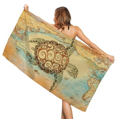 China Waterproof Folding Beach Mat Bikini Beach Towel Beach Mat Summer Ocean Turtle Squid Shawl Scarf Anti Compressed Sand Quick Dry Blanket for sale