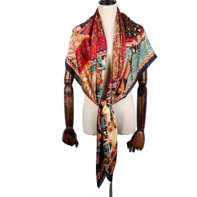 China Summer Breathable Ethnic Female Travel Shawl New Print Large Rectangle Scarf Silk Beach Scarfs Beach Scarves Seaside Holiday Sunscreen Stole for sale