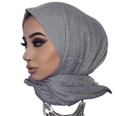 China Wholesale Cotton Muslim Wrap Islam Turban Female Scarves and Shawl Muslim Women Canvas Breathable New Crinkle Snap Hijab Under Scarf for sale