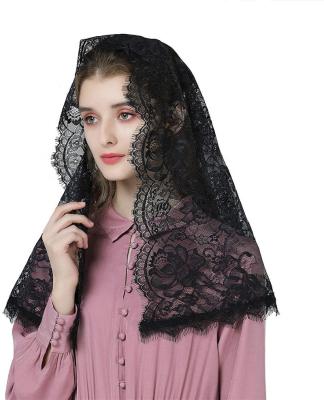 China Ribbed Tank Top Hijab Covers Insti Lace Fashionable White And Color Woman Veil Fashion Catholic Hijab Scarf Veil Islamic Muslim Bridal Shawl Lace Veil for sale