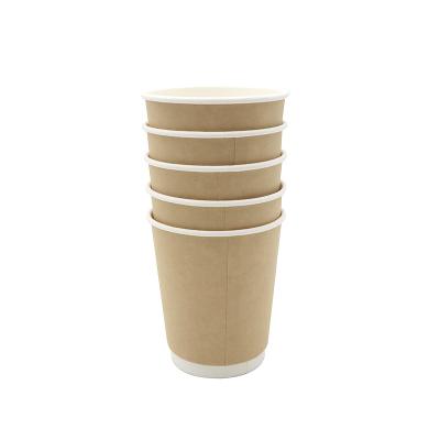 China Disposable Glossy 8oz Coffee Double Wall Pla Coated Coffee Kraft Paper Cups for sale