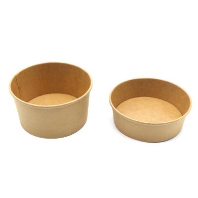 China Minimalist Biodegradable Disposable Paper Container Dessert Salad Wrapping Paper Bowl With Lid for sale