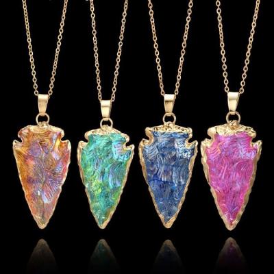 China TRENDY Yiyuan New Jewelry Natural Stone Water Drop Pendant Necklace Men and Women Same Style Hot Wholesale for sale