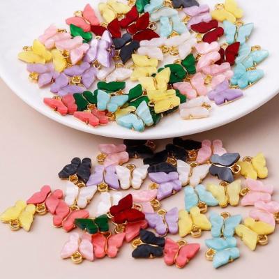 China TRENDY 13x13mm 9 Color Resin Animal Butterfly Charms for Jewelry Making Pendants Necklaces Cute Earrings DIY Handmade Accessories for sale