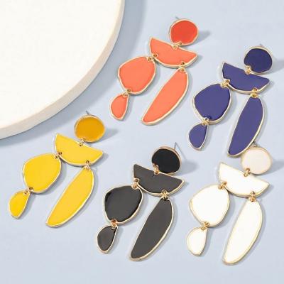 China Environmental Friendly High quality gold plated statement ZA earrings jewelry custom enamel geometric irregular earrings for women for sale