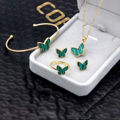 China TRENDY 4pcs/set trendy 18k gold plated necklace earring bracelet sets jewelry butterfly earrings and necklace set for women for sale