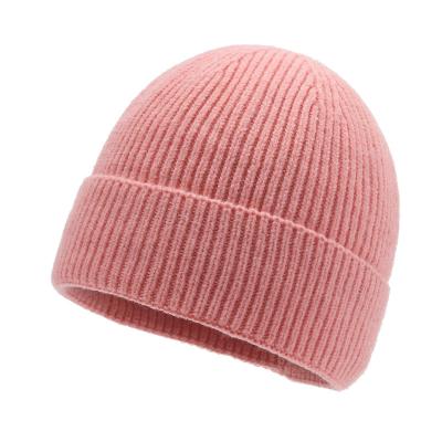 China Taper Knitted Hat Wholesale Winter Thickened Outdoor Riding Warm Pullover Hat Men's and Women's Solid Color Light Plate Wool Hat for sale