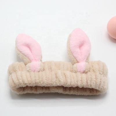 China Daily Life Fashion Rabbit Ear Plush SPA Headband Washing Face Makeup Elastic Hairbands Wholesale Accessories For Girls and Women for sale