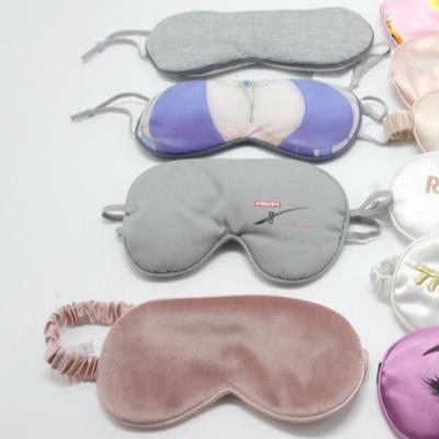 China Shading light Custom Logo Luxury Soft Comfort Travel Eye Mask Velvet Cotton Silk Sleep Mask for Blocking Out Light for sale