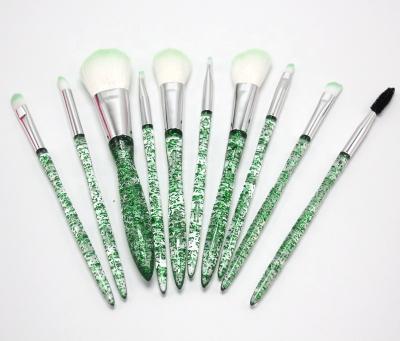 China Fan Brush 2022 Hotsale Shiny Colorful Crystal Makeup Brush set Wholesale Price BLing Bling Transparent Crystal Makeup Brushes for sale