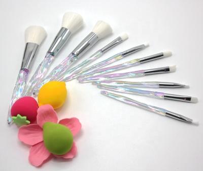 China Angular Blush Shiny Colorful Crystal Travel Makeup Brush set Wholesale Price Multicolor Bling Bling Crystal  Makeup Brushes for sale