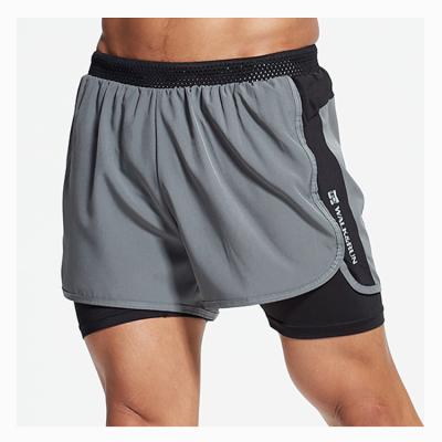 China Quick Working Out Custom Fit Gym Shorts Anti-Wrinkle Breathable Sport Mens Running Shorts 2 In 1 for sale