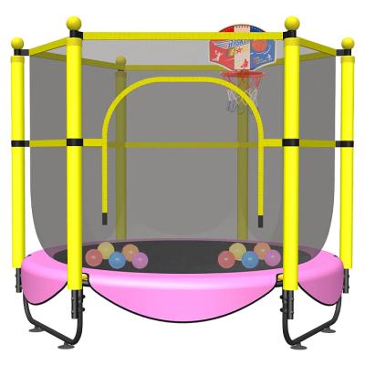 China With Protective Net 55 Inch Indoor Trampoline With Basketball Hoop For Kids Safety Jumping Trampoline For Kids for sale