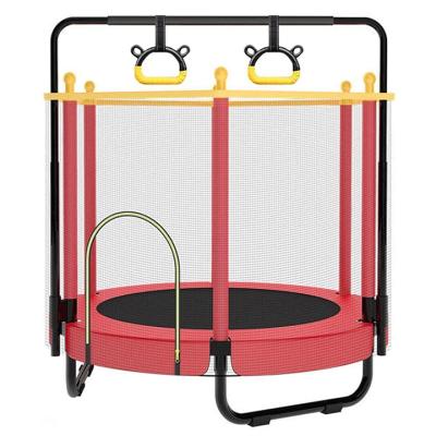 China 55 Inch Safe Trampoline For Kids Toddler Small Indoor Trampoline With Horizontal Bars And Rings for sale