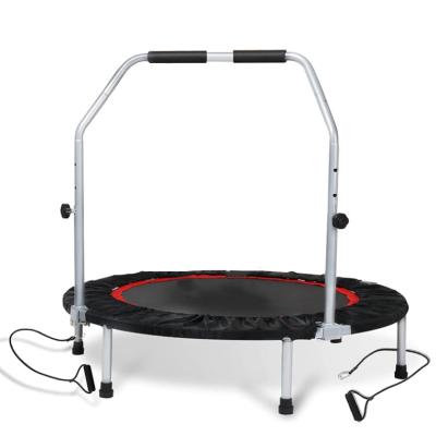 China Body Building 40 Inch Foldable Mini Trampoline, Fitness Trampoline with Resistance Bands and Adjustable Foam Handle Exercise Trampoline for sale