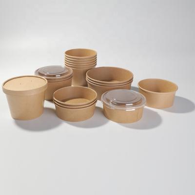 China Hot Selling Disposable Kraft Paper Salad Bowl 750ml Disposable Paper Bowl for sale