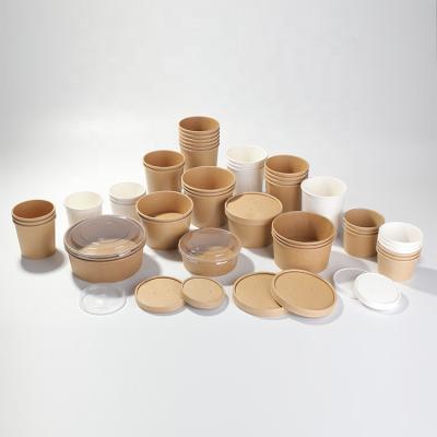 China Disposable Disposable Custom Printed Hot Sale 16oz Brown Kraft Paper Soup Cup for sale