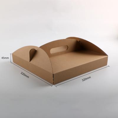 China Stylish 12 inch high quality disposable pizza paper boxes with handle for take out for sale